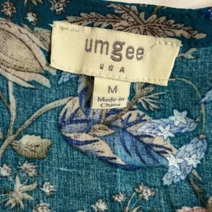 Umgee Teal Floral Sleeveless Boho Tunic Top Tie Neck Size M thumbnail 3