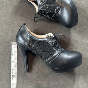Women’s Black High Heel Lace Up Booties with Lace Detail EU40 Size 9/9.5 US NEW thumbnail 11