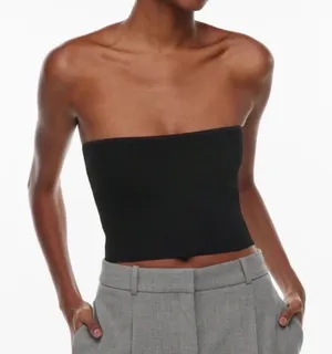 Aritzia Babaton Ribbed Maroon Tube Top thumbnail 1