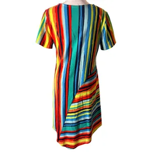 Soft Surroundings Happy Place Dress Womens Small Multi NWT Striped V-Neck‎ Midi thumbnail 2