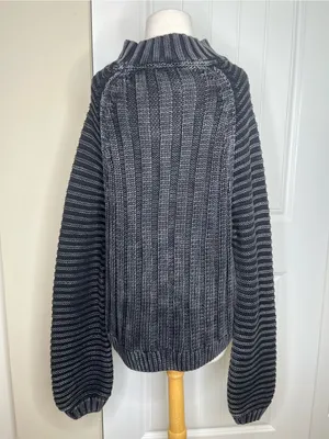 Free People Sweetheart Sweater Black Charcoal Womens Size M Fisherman Oversized thumbnail 3