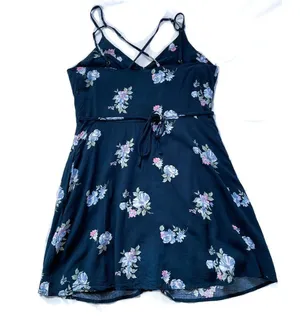Abercrombie & Fitch Floral Mini Sundress - Navy Strappy Tie Waist thumbnail 7