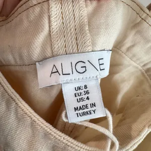 Aligne Meadow Ecru Organic Cotton Denim Pinafore Top Tan Beige Sz US 4 UK 8 thumbnail 4