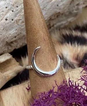 Large Crescent Moon Sterling silver Ring 8,9,10 thumbnail 1
