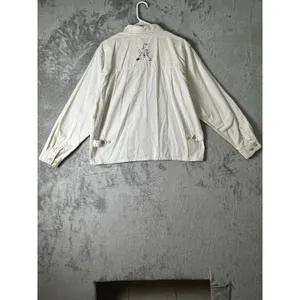 Vintage Y2K Whimsical Embroidered Dog Button Front Chore Jacket Ivory XL Puppies thumbnail 3