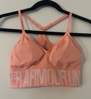 Under Armour Peach Orange Longline Sports Bra Medium Strappy Racerback thumbnail 1