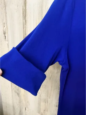 Lauren Ralph Lauren Women’s M Cobalt Blue Gold Zip Boat Neck Cuff Sleeve Top thumbnail 9