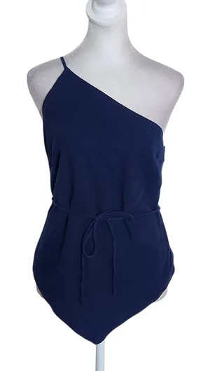 Abercrombie & Fitch Navy Blue One Shoulder Top Asymmetrical Hem Size XS thumbnail 1