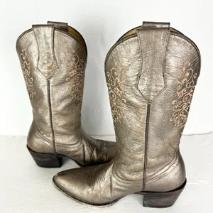 Shyanne Women's Lola Western Boot Size 6.5 Leather Metallic Point Toe thumbnail 3