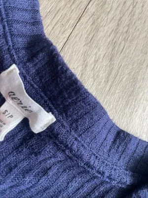 aerie Navy Ribbed Button-Up Cardigan thumbnail 2
