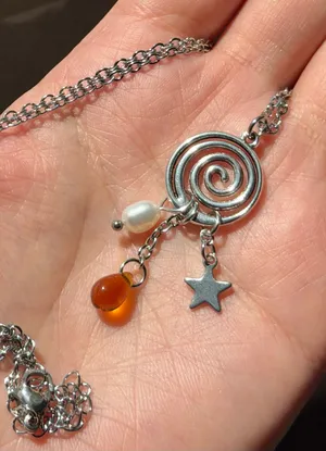 Handmade spiral swirl uzumaki funky boho grunge style necklace🌀 thumbnail 1