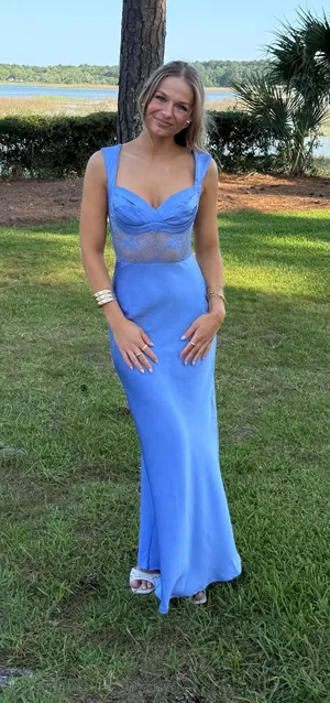Blue satin gown Size XS thumbnail 1