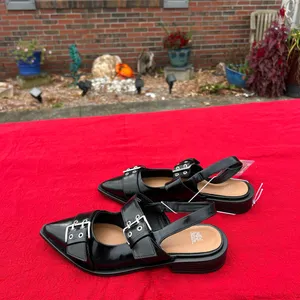 Nwt Size 7 Peyton Double Buckle black Slingback Flats by wild‎ fable punk rock thumbnail 4