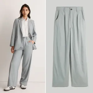 Madewell The Neale Straight-Leg Drapeweave Pant in Overcast Size 4 thumbnail 5