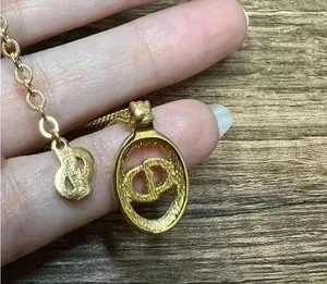 Christian Dior Vintage Logo Oval Pendant Necklace thumbnail 6
