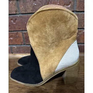 Chic CCOCCI‎ Women's Kendall Tri-tone Ankle Boot Black/Camel/Taupe Size 7.5 thumbnail 4