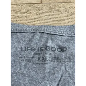 EUC Womens Life is Good short sleeve gray v-neck chusher tee flower record sz XL thumbnail 3
