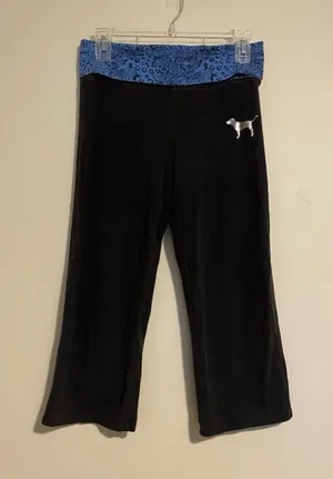 EUC VS Pink Blue & Black Animal Print Cropped Workout Pants size small thumbnail 1