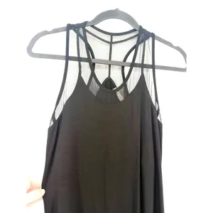 Anatomie Maxi Dress Mesh Panel Sleeveless M Black Italian Luxury Travel Slit thumbnail 4