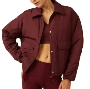 Free People Movement Off the Bleachers Coaches Jacket in Wine size Large thumbnail 5