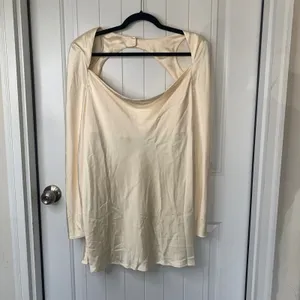 Anthropologie ivory long sleeves satin‎ party dress size 8 bridal bachelorette thumbnail 2