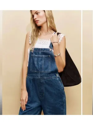 New Reformation M Arlo Denim Overalls Clearly Relaxed Fit Medium Regular thumbnail 6