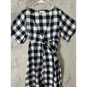 Urban Outfitters Gingham Surplice Wrap Midi Dress Prairie‎ Cottagecore Picnic SM thumbnail 3