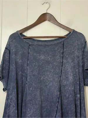 We The Free Free People Mineral Wash Oversized Tunic Tee Blue XS/S Boho thumbnail 5
