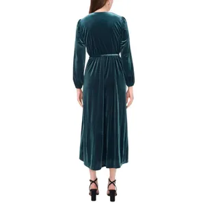 NWT Msk Womens Long-Sleeve Stretch Velvet Dress 93017220X Emerald Green XL thumbnail 2