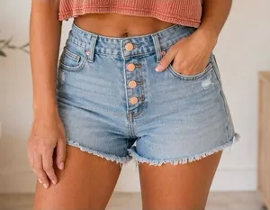 Universal Threads High Rise Button Fly Denim Shorts Size 4 Light Wash thumbnail 1