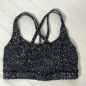 Lululemon Energy Bra Black White Speckled Strappy Back Medium Support Yoga Bra thumbnail 4