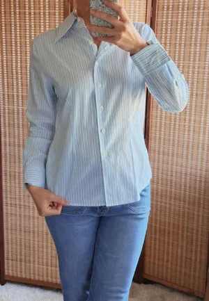 Faconnable Blue Stripe Tailored Shirt Size S Blue thumbnail 1