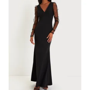 NEW Lulus Red Carpet Energy Black Tulle Long Sleeve Mermaid Maxi Dress Small thumbnail 2