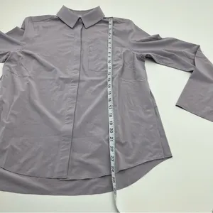 Athleta Everlasting Top‎ Womens Size XS Light Purple Grey Button Front *FLAW thumbnail 12
