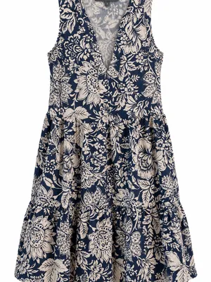 Elliott Lauren Flora Dress Women Small Blue Floral Tiered Sleeveless V-Neck thumbnail 7