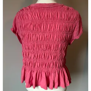 Pilcro Pink Cinched Gathered T-Shirt Blouse Top Bright Size Large thumbnail 5