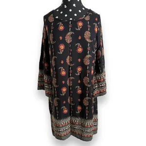 Gibiu Womens‎ Dress Sz S Black Paisley Print Shift 3/4 Sleeve NEW thumbnail 4