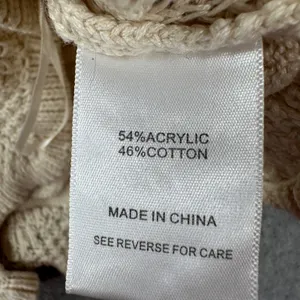 Lucy Paris Knit Puff Sleeve Blouse Women's XS Beige Ruffle Hem Tie Back Boho thumbnail 8