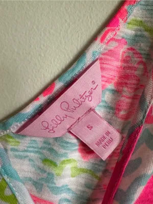 Lilly Pulitzer Gigi Tank Lobstah Roll Pop Up Womens Small Green Pink Blue thumbnail 5