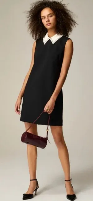 NEW J. Crew Black Mini Dress with White Collar thumbnail 1
