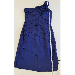 One Shoulder Dress XS Blue Ruffle Going Out Cocktail Y2K Party Minimal Hoco Prom thumbnail 5