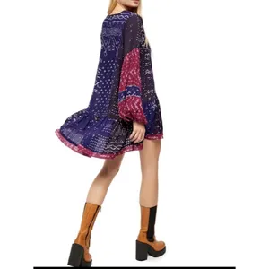 Free People Shibori Tunic Mini Dress Womans Small Flowy Balloon Sleeve Boho thumbnail 10