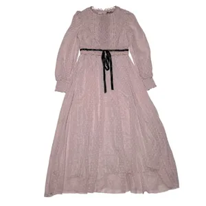 Prairie Dress Maxi S‎ Lace Swiss Dot Ribbon Cottage Romantic Sheer Bishop Sleeve thumbnail 6