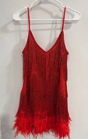 Red Fringe Gatsby Dress thumbnail 1