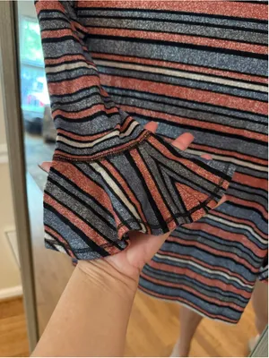 Women's Free People Striped Long Sleeve Tee, Size M, Blue and Pink thumbnail 5