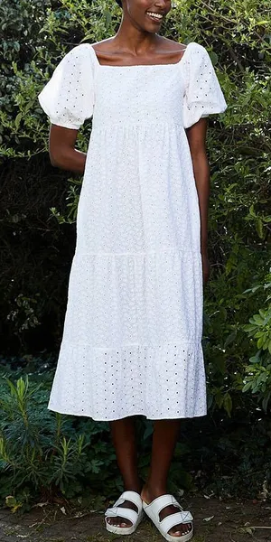 NWT Buddy Love embroidered eyelet maxi dress midi puff sleeve short posie bridal thumbnail 1