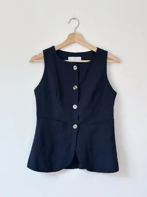 Petal & Pup Peter Black Sleeveless Button-Front Tank Vest thumbnail 4