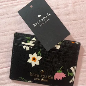 NWT Kate Spade Black Floral Card Holder thumbnail 10