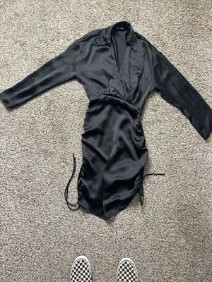 Zara Black Satin Effect Mini Dress thumbnail 4