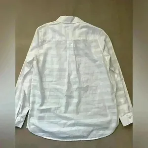 Tommy Hilfiger Boyfriend Fit White On White Button Down Blouse Size Medium thumbnail 6